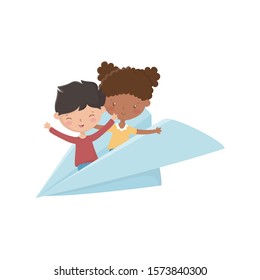 Girl and boy cartoon design, Kids friendship childhood little people lifestyle and person theme Vector illustration