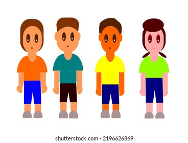 girl boy cartoon vector Suitable for illustration of children, families.