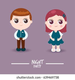 Girl and Boy Character Design : Vector Illustration 