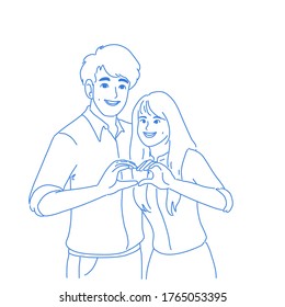 Girl and boy characters design of vector. Cartoon illustration.