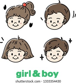 girl and boy cute illustraion