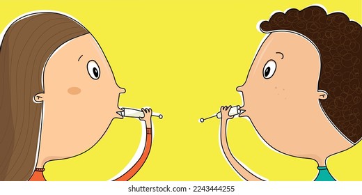 Girl and boy drinking champagne after making a toast