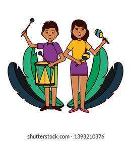 girl and boy drum and maracas