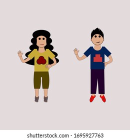 Girl And Boy Exercise . Illustration people . workout