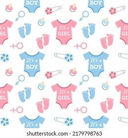 Girl or boy. Gender party. Seamless pattern for printing on fabric or paper. Vector illustration.