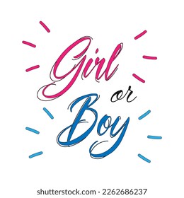 Girl or boy . Gender reveal party card, banner vector element design