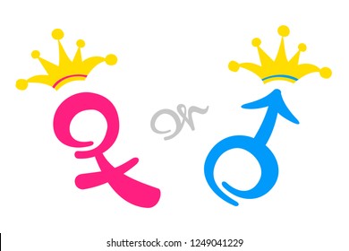 Girl or Boy gender revial. The royal family heir concept vector illustration