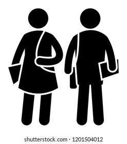 A girl and boy holding books is icon for class fellows