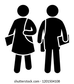 A girl and boy holding books is icon for class fellows