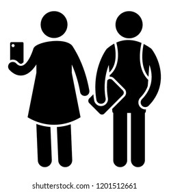 A girl and boy holding books is icon for classmates