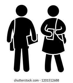 A girl and boy holding books is icon for class fellows