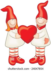 Girl and boy holding heart