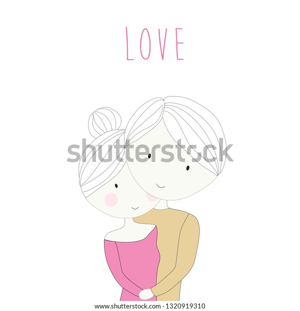 Girl Boy Hugging Vector Love Background Stock Vector Royalty Free