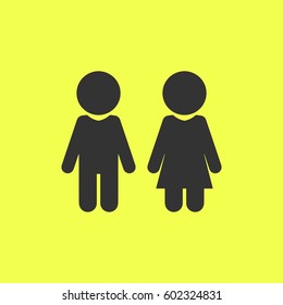 Girl and boy icon flat.