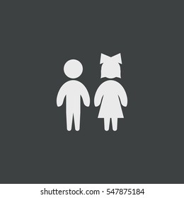 Girl and boy icon isolated on black background