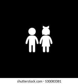 girl and boy icon, isolated, white background