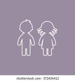 Girl and boy icon on the background. icons for your design.