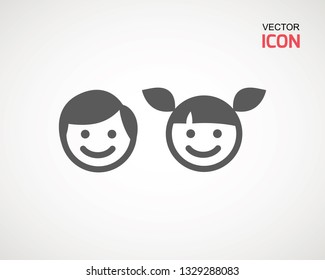 girl and boy icon on white background. child symbol . Kids icons , children vector illustration