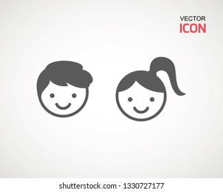 girl and boy icon on white background. child symbol . Kids icons , children vector illustration