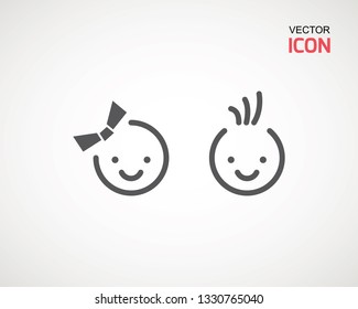 girl and boy icon on white background. child symbol . Kids icons , children vector illustration