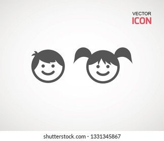 girl and boy icon on white background. child symbol . Kids icons , children vector illustration.