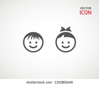 girl and boy icon on white background. child symbol . Kids icons , children vector illustration