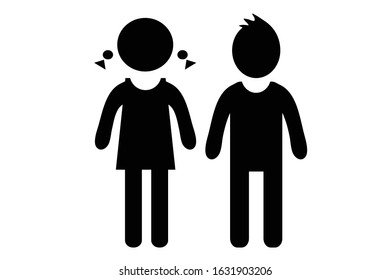 Girl and boy icon on white background