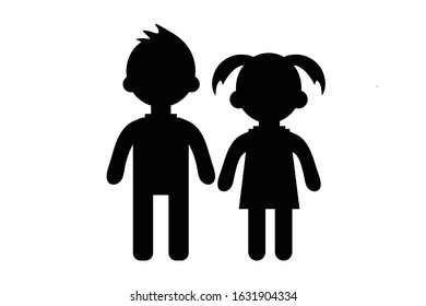 Girl and boy icon on white background