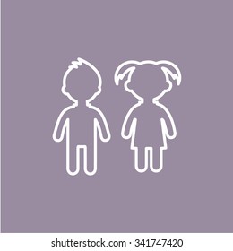 Girl and boy icon on white background