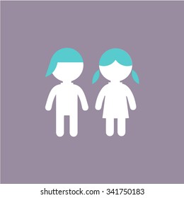 girl and boy icon on white background