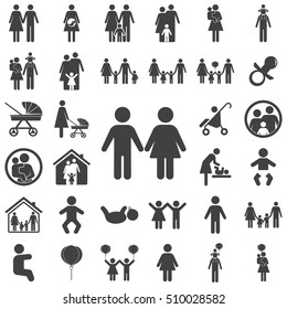 girl and boy icon on white background. Family set of icons