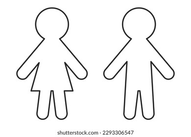 Girl and boy icon set in vector