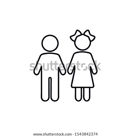 girl and boy icon. Thin line icon on white background. Vector illustration.