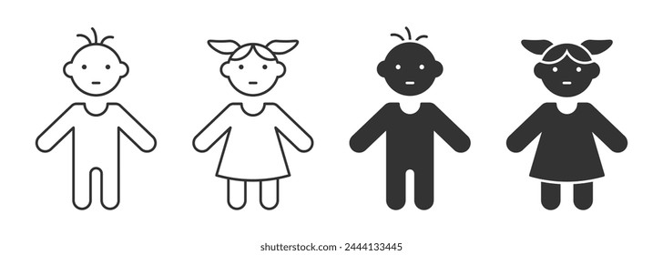 Girl and boy icon. Vector illustration.