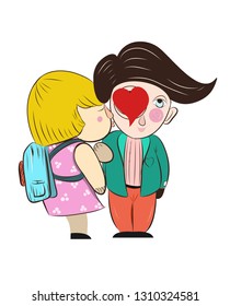 Girl and boy illusutration, lovers, valentine's, cute vector charecters