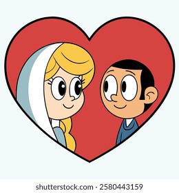 A girl and A boy in love. Happy Valentine's Day vector art