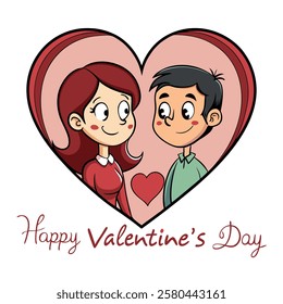 A girl and A boy in love. Happy Valentine's Day vector art