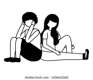 girl and boy with mental disorder psychological depressed vector illustration