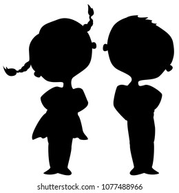 Girl Boy Monochrome Silhouette Stock Vector (Royalty Free) 1077488966 ...