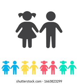 Girl and boy multi color icon set. Simple glyph, flat vector of family icons for ui and ux, website or mobile application