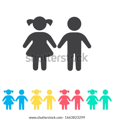 Girl and boy multi color icon set. Simple glyph, flat vector of family icons for ui and ux, website or mobile application Foto stock © 