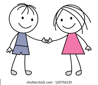 Girl and boy on white background
