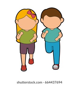 girl and boy running
