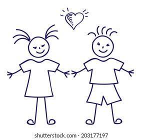 Girl and Boy, sketch