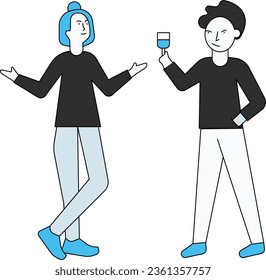 Das Mädchen und der Junge stehen.