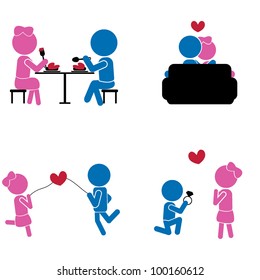 girl boy sticks -  love concept as symbols, signs, valentine, romance and others