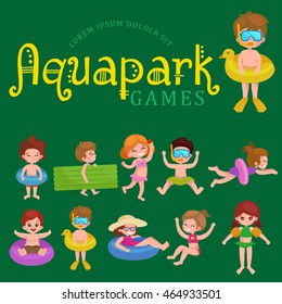 girl and boy in swimsuit isolated, kids summer vacation