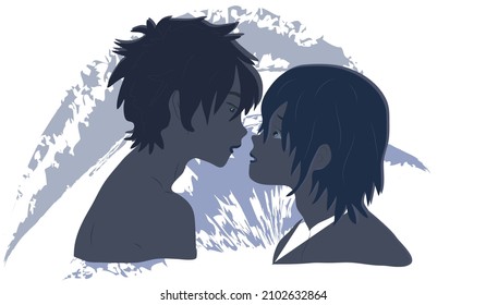 a girl and a boy are teenagers in love.the theme of the holiday of love.vector illustration.isolated on a white background.valentine's day