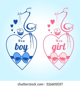 It's a girl and boy text on white heart