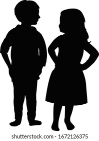 Girl Boy Together Silhouette Vector Stock Vector (Royalty Free ...